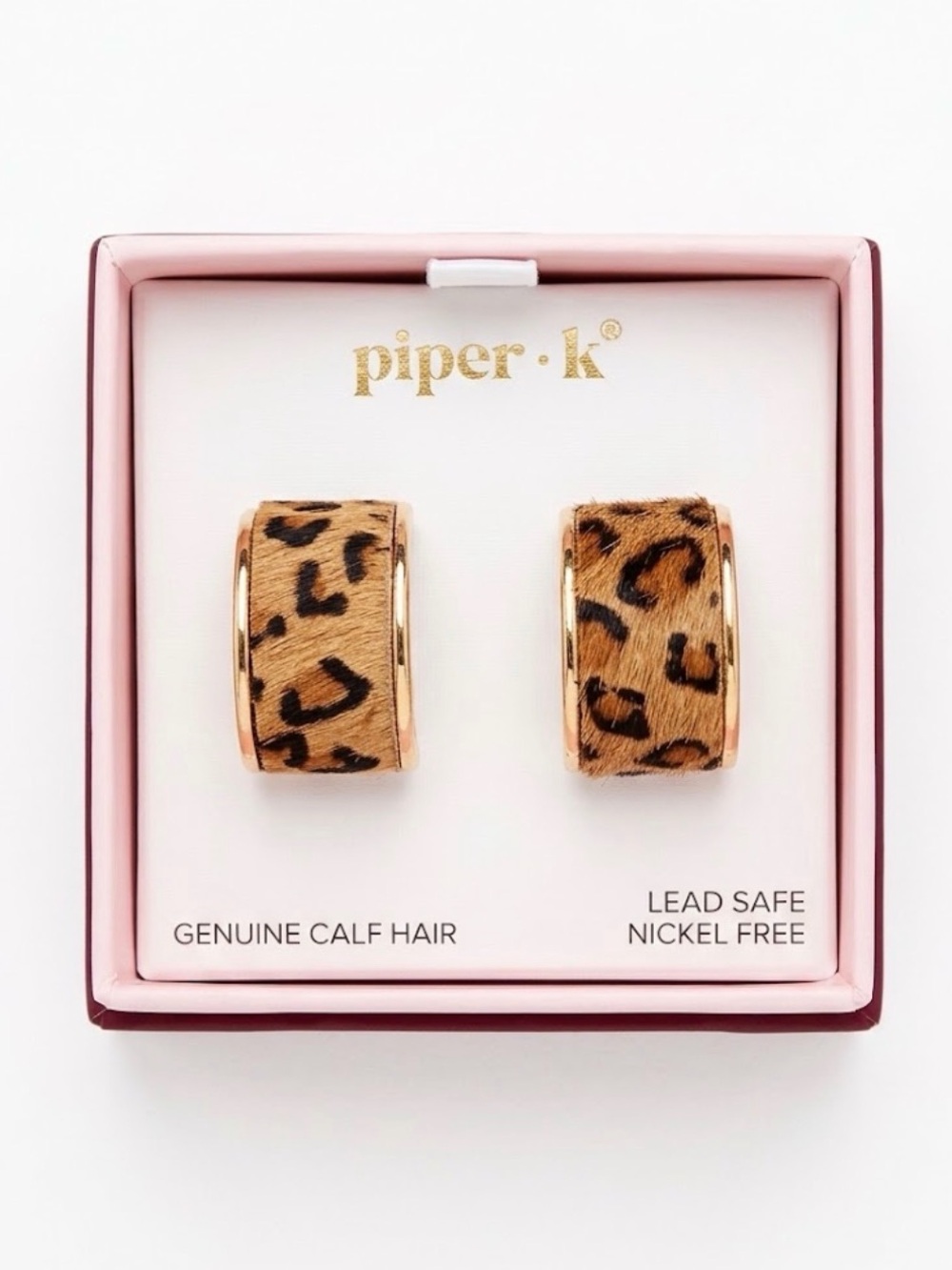 NWT ⚜️🤎⚜️ PIPER K Leopard Print Genuine Calf Hair Earrings